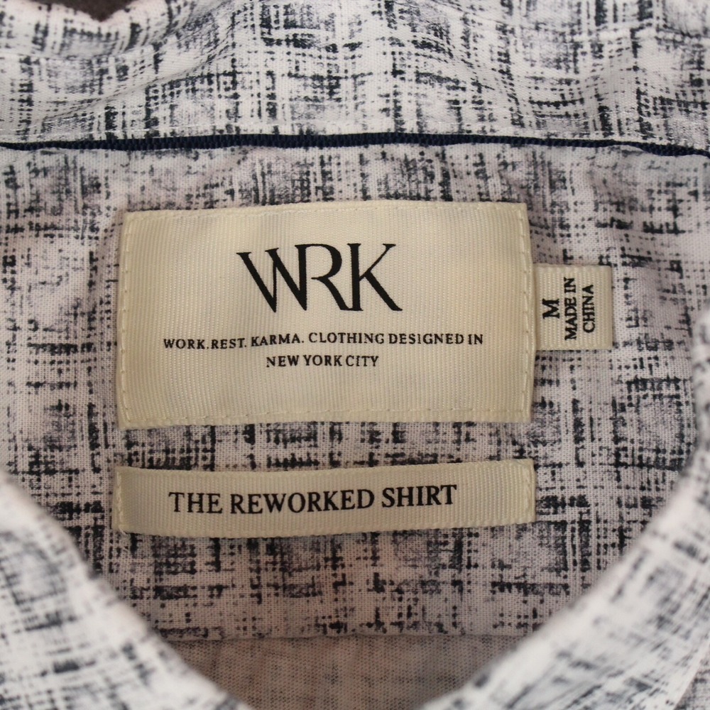 WRK The Reworked Shirt Mens Size M White Black Cotton Button Down Long Sleeve - Picture 3 of 8